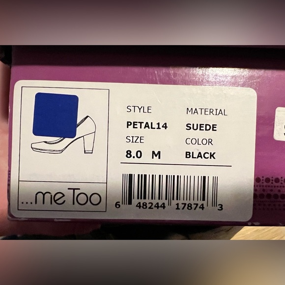 Me Too Size 8 Black Suede Chunky Heel, NWT  (orig $99) - Picture 9 of 9